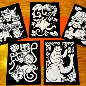 Set of 5 Felt coloring pages 🌺